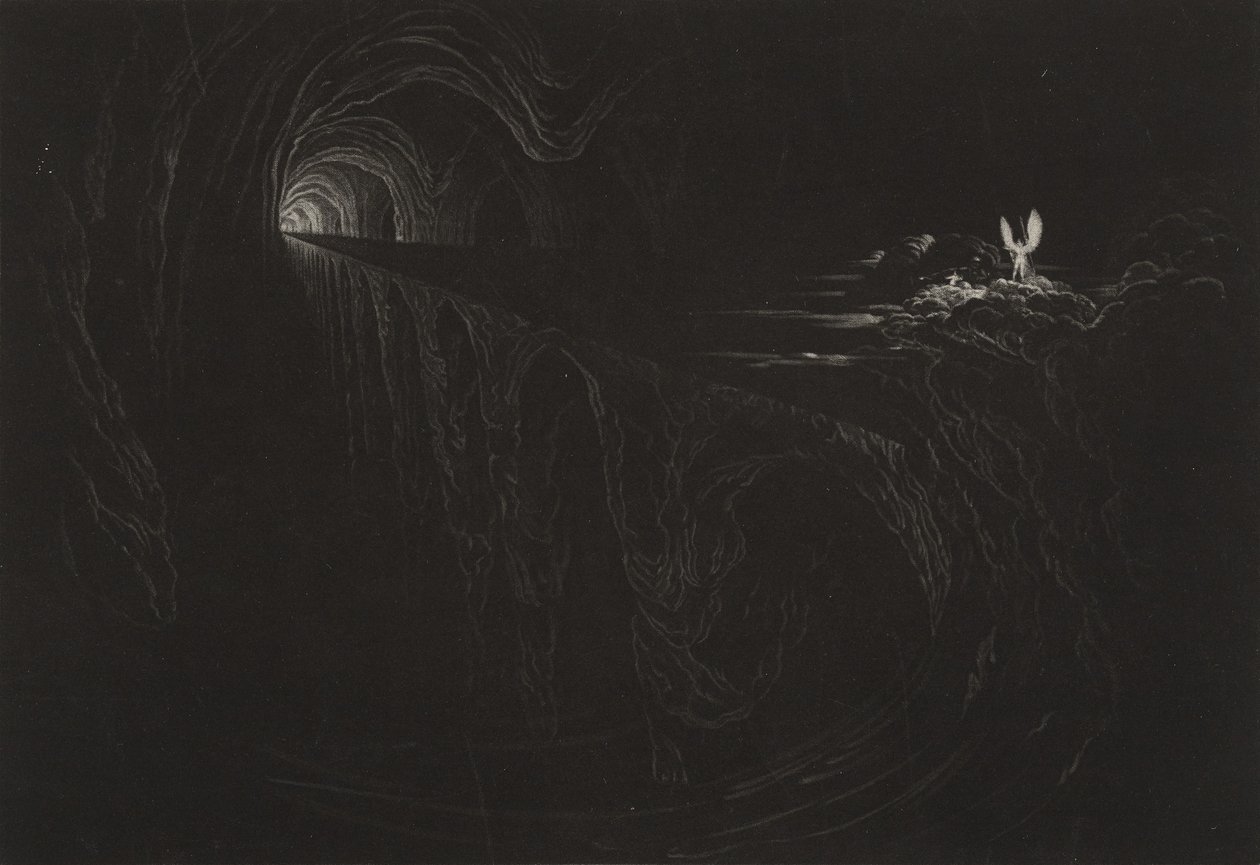 Kaaoksen silta, n. 1827 (mezzotint) tekijältä John Martin