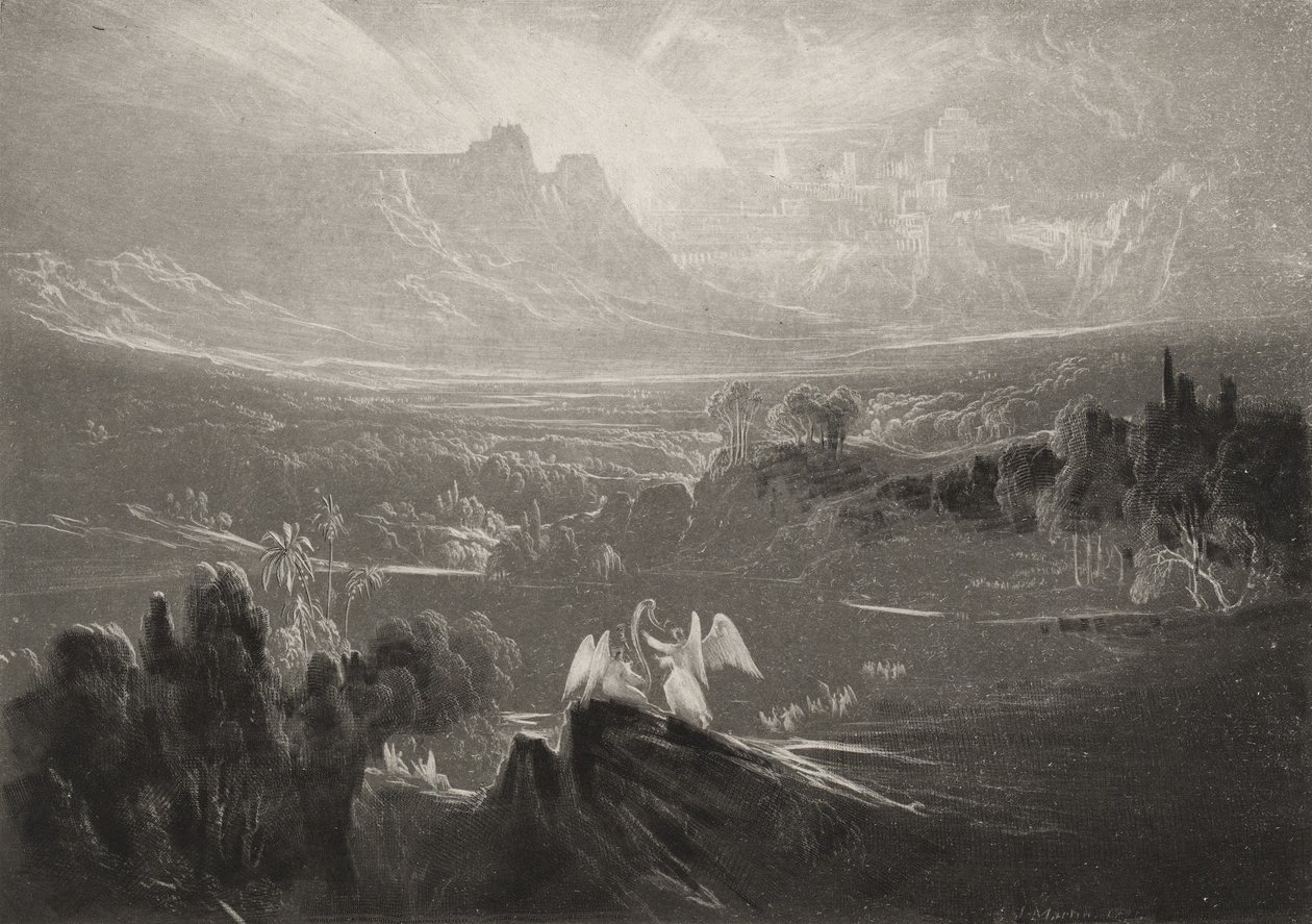 Heaven-the Rivers of Bliss..., n.1827 (mezzotint) tekijältä John Martin