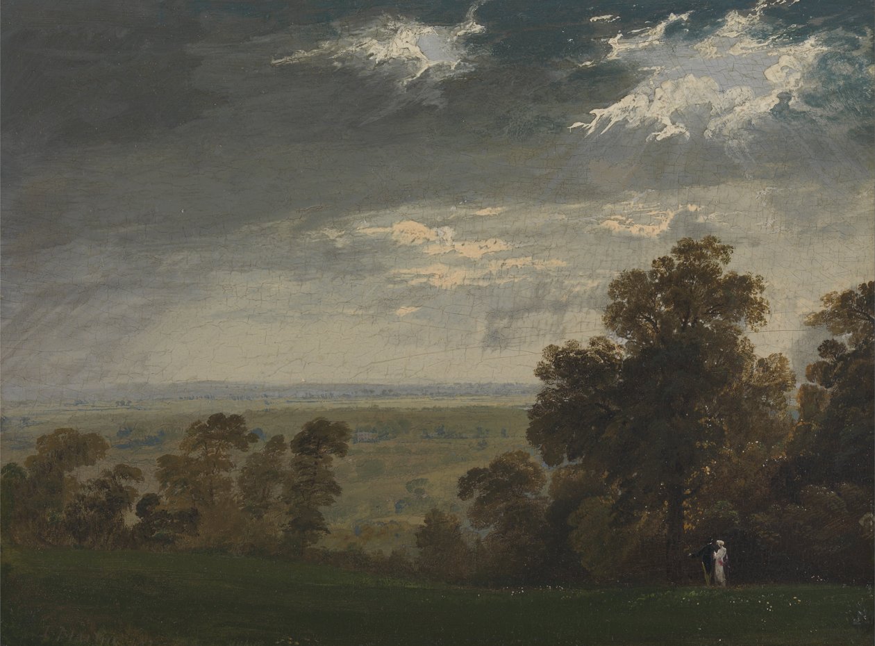 Maisema, mahdollisesti Wightin saari tai Richmond Hillin kukkula tekijältä John Martin