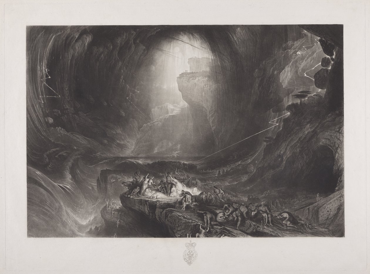 Vedenpaisumus, n. 1828 (wc paperilla) tekijältä John Martin