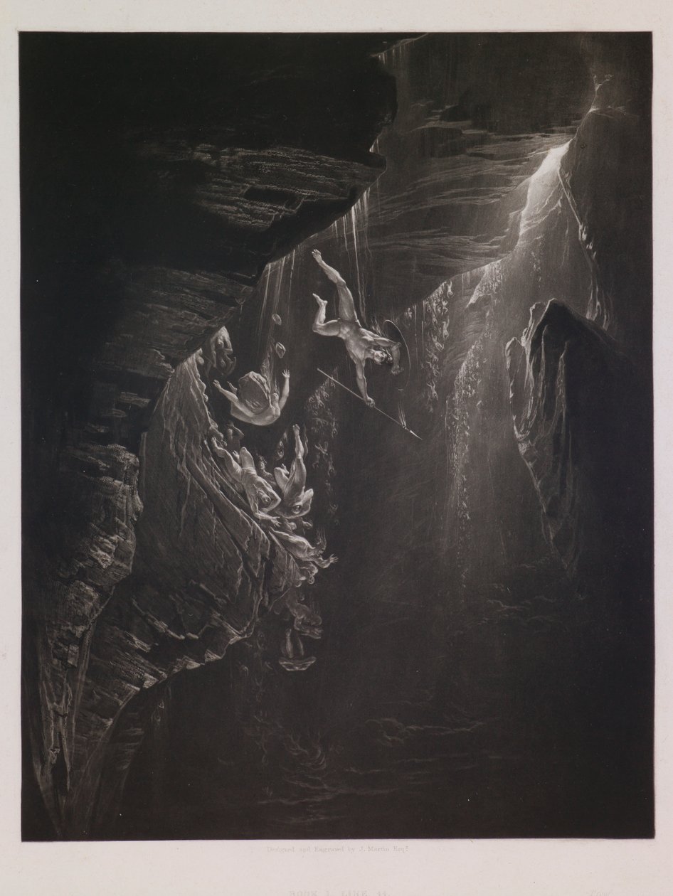 The Fall of the Rebel Angels, kuvitus "Paradise Lost", John Milton, kirja 1, rivi 44 tekijältä John Martin