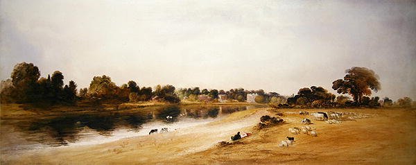Thames, Twickenham (akvarelli paperille) tekijältä John Martin