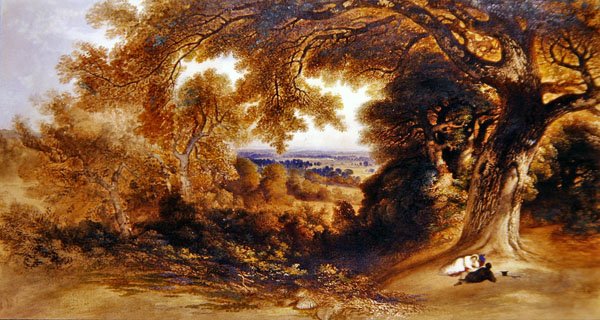 Näkymä lähellä Pembroke Lodgea, Richmond Park tekijältä John Martin