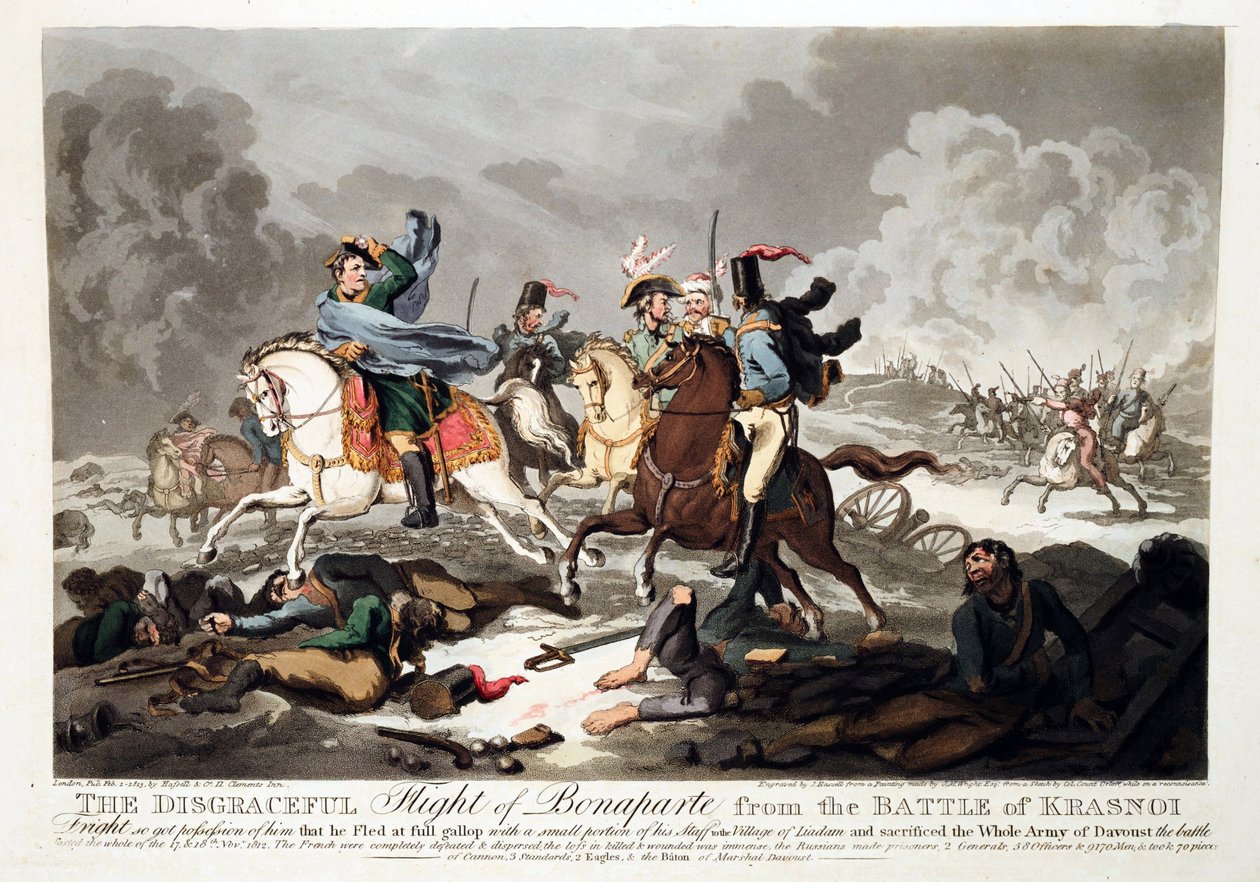 Bonaparten lento Krasnoin taistelusta (Krasnoje) 1812 - Wright, John Massey (1777-1866) - 1814 - Akvatinta - 42,1x57,5 - Yksityiskokoelma tekijältä John Massey Wright