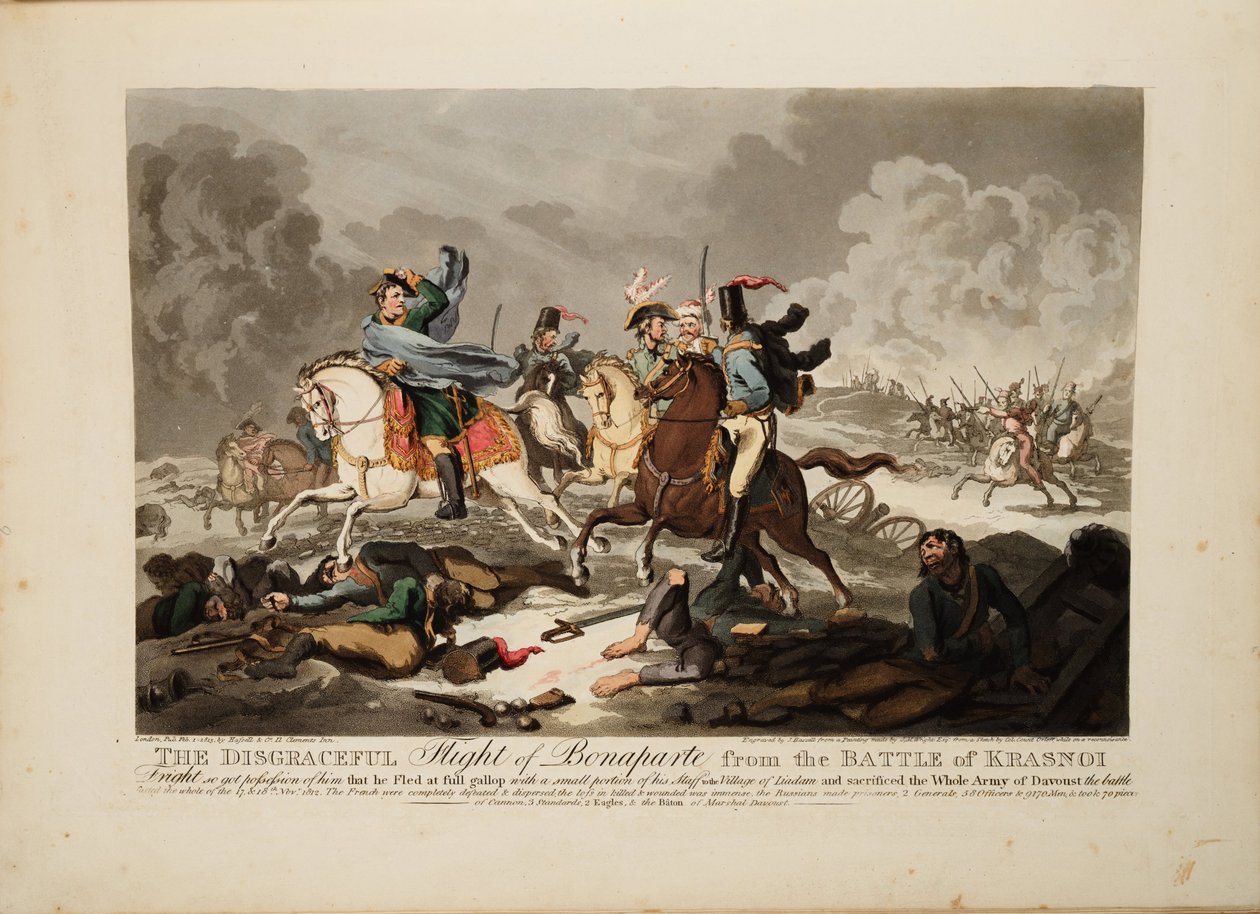 Bonaparten lento Krasnoin taistelusta, 1814 tekijältä John Massey Wright