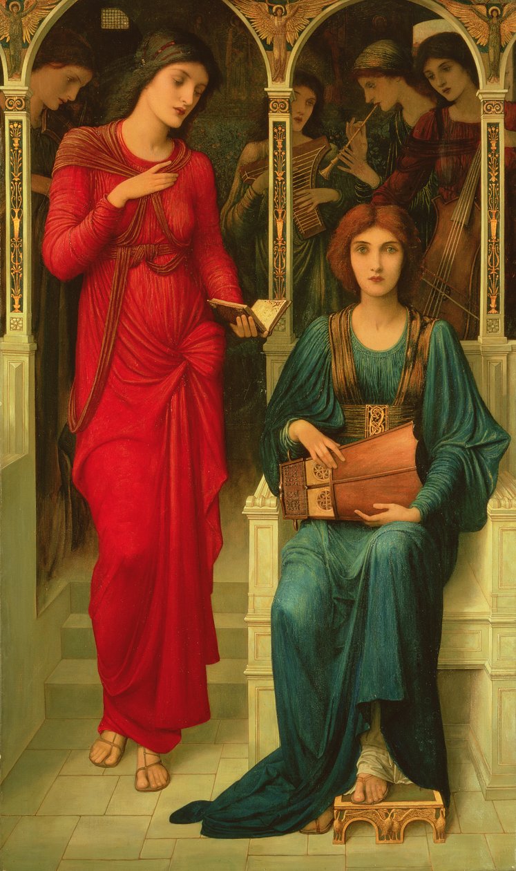Huonekalut ja erilaiset esineet 1100- ja 1300-luvuilta tekijältä John Melhuish Strudwick