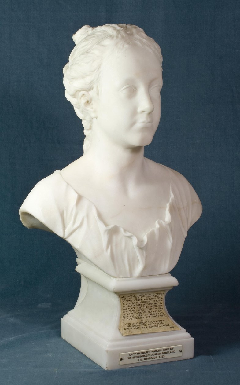 Margaret Cavendishin, myöhemmin Portlandin herttuattaren rintakuva, n. 1723 (marmori) tekijältä John Michael Rysbrack