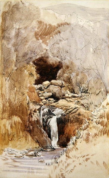Rocky Stream (vesiväri paperille) tekijältä John Middleton