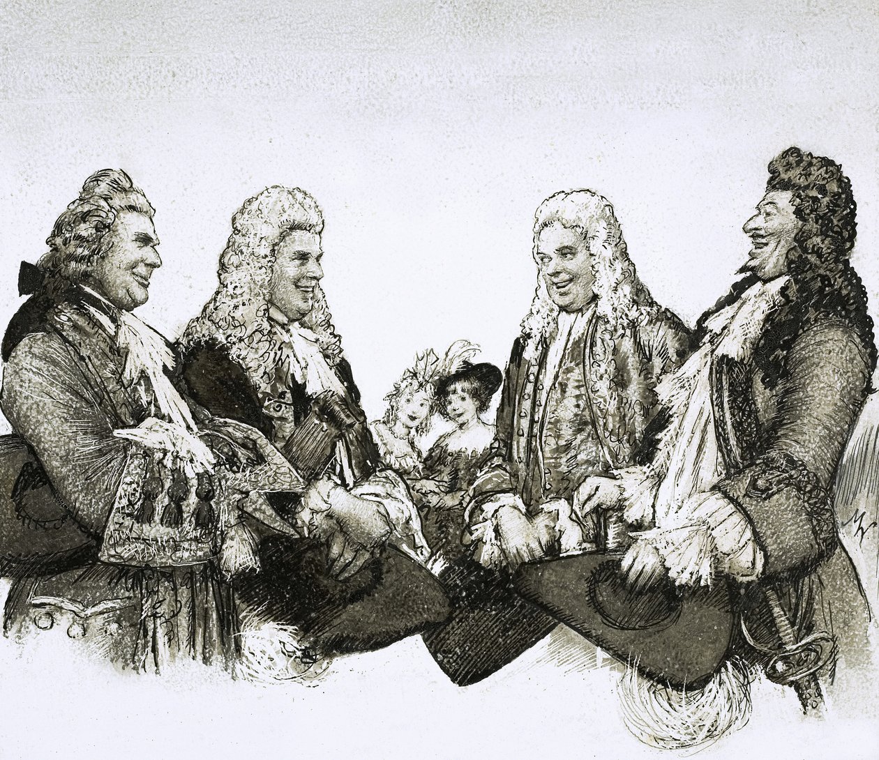 Ranskan Ludvig XIV:n aikana herrasmiehet käyttivät valtavia peruukkeja, - tekijältä John Millar Watt