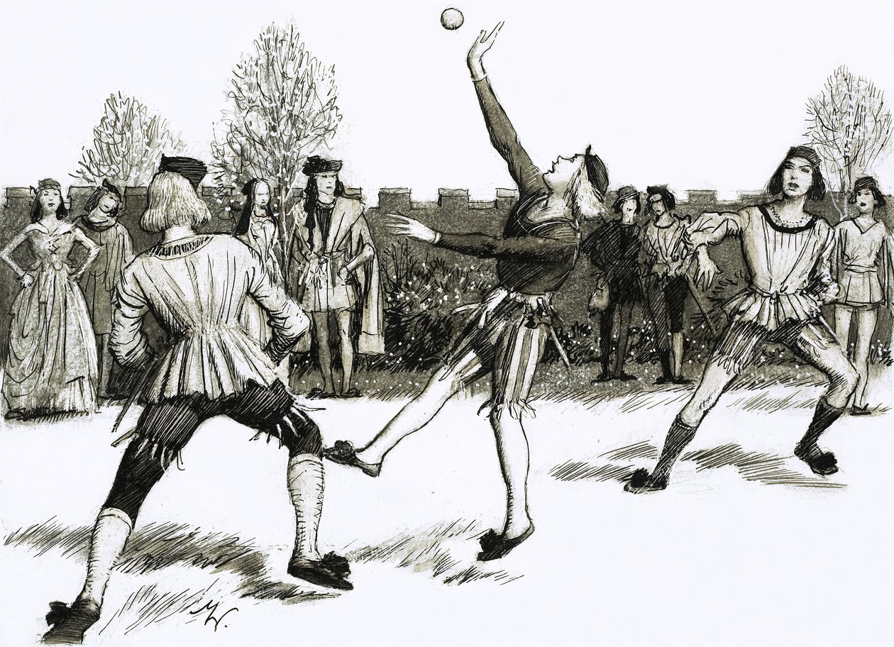 Jeu de Paume, eräänlainen käsipallolaji. tekijältä John Millar Watt