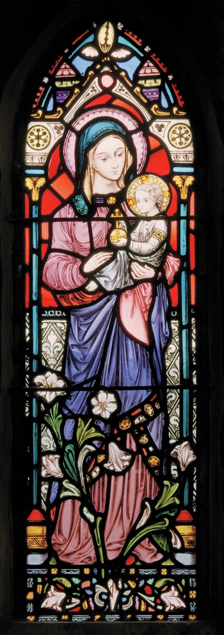 Dover, St Mary In Castro, Lavers & Barraud, John Millner Allen (1827-1902), Madonna & Child, 1861, muokattu Gilbert Scottista tekijältä John Millner Allen