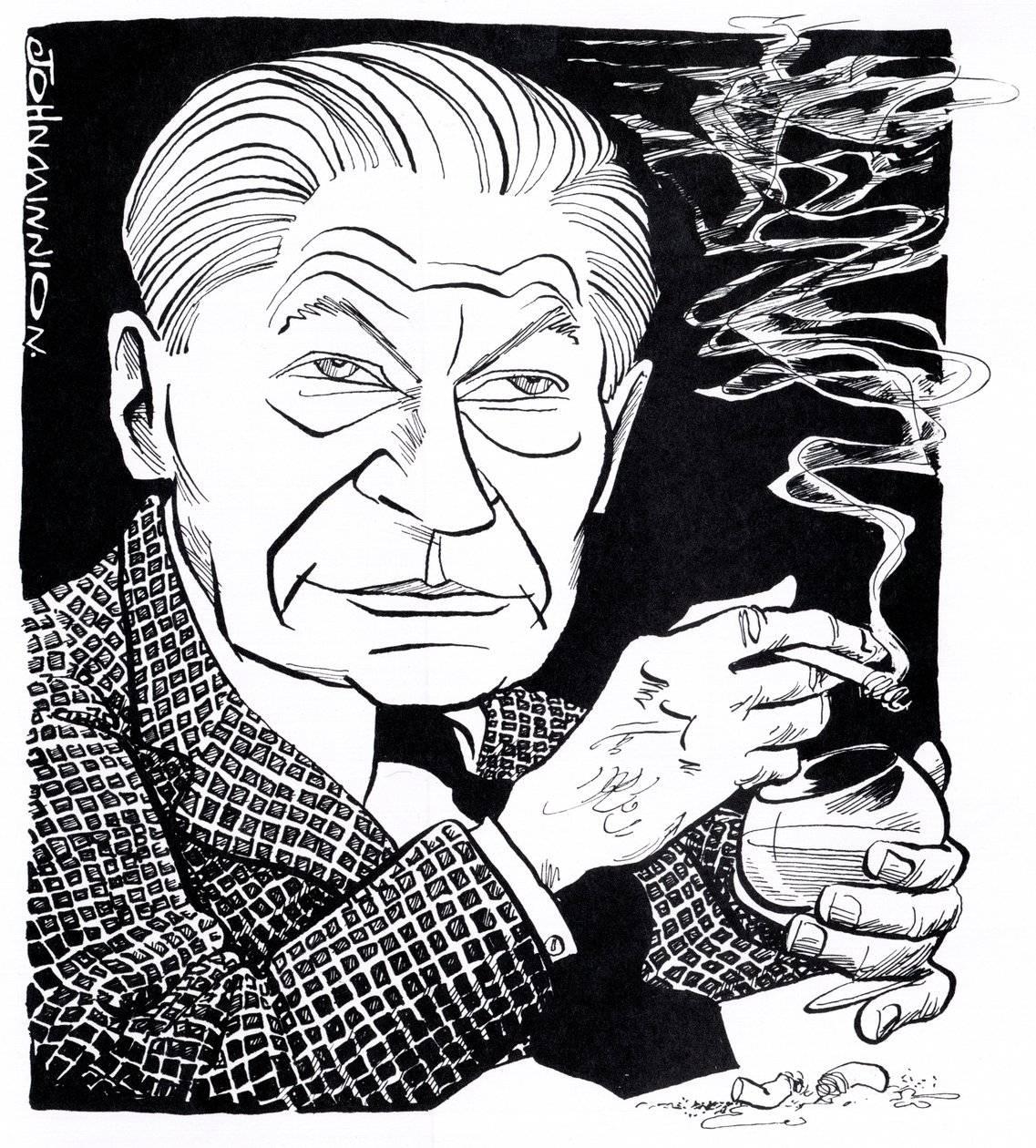 Arthur Koestler, karikatyyri tekijältä John Minnion
