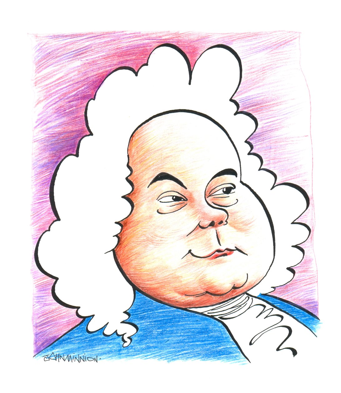 Georg Friedrich - George Frideric Handel - saksalaisen (myöhemmin englantilaisen) säveltäjän John Minnionin karikatyyri. tekijältä John Minnion
