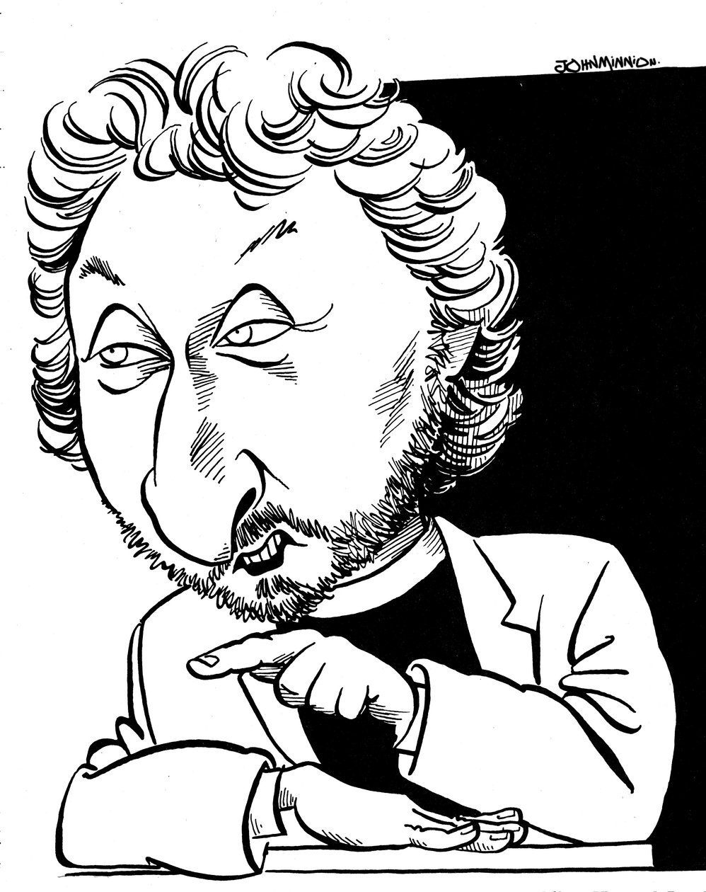 Howard Jacobsonin karikatyyri, brittiläinen kirjailija tekijältä John Minnion