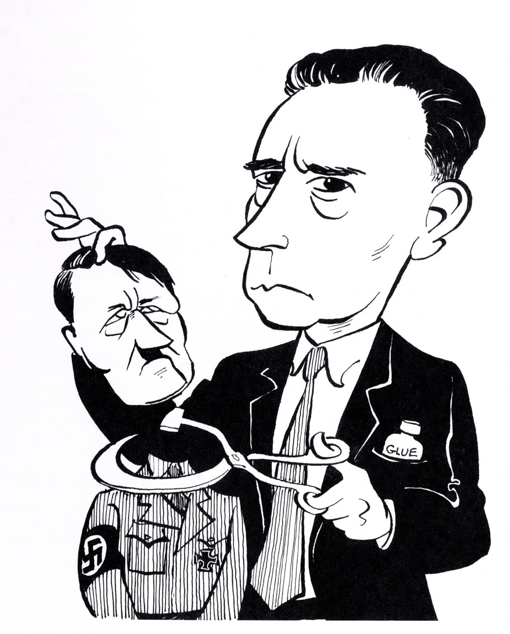 John Heartfield, karikatyyri Adolf Hitlerin kanssa tekijältä John Minnion