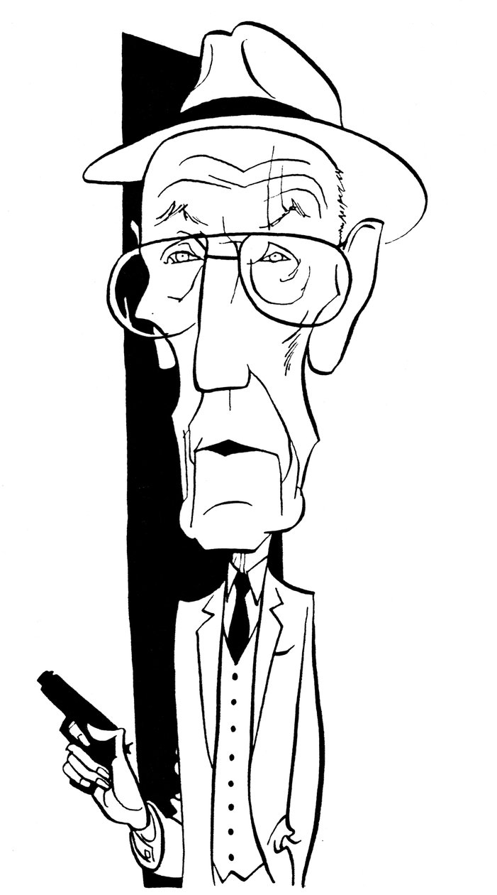 William S. Burroughs, John Minnionin tekemä karikatyyri. tekijältä John Minnion
