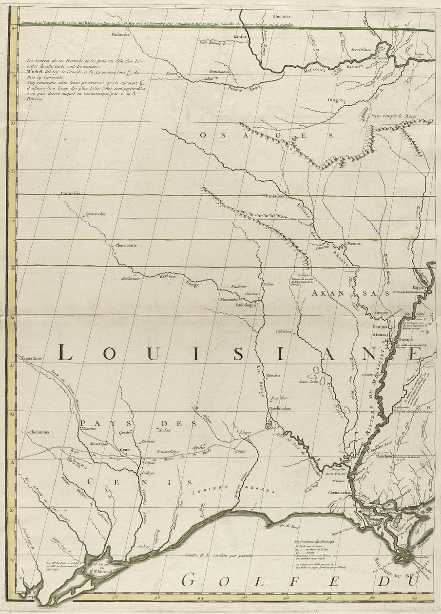 Kartta brittiläisistä ja ranskalaisista alueista Amerikassa, 1756 (kaiverrus ääriviivavärillä paperille) tekijältä John Mitchell