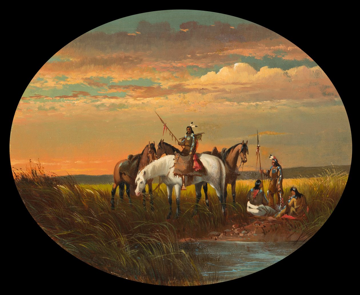 Pysähdys preerialla savulle, n. 1870 tekijältä John Mix Stanley