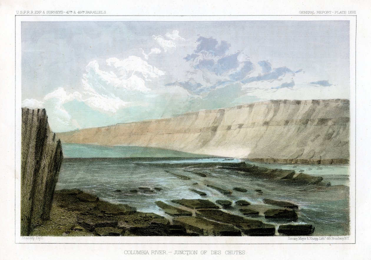 Columbia River, Des Chutesin risteys, 1856. tekijältä John Mix Stanley