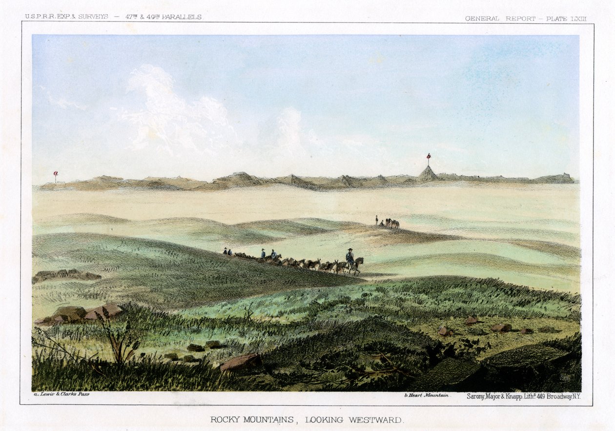 Kalliovuoret, katsot länteen, USA, 1856. tekijältä John Mix Stanley