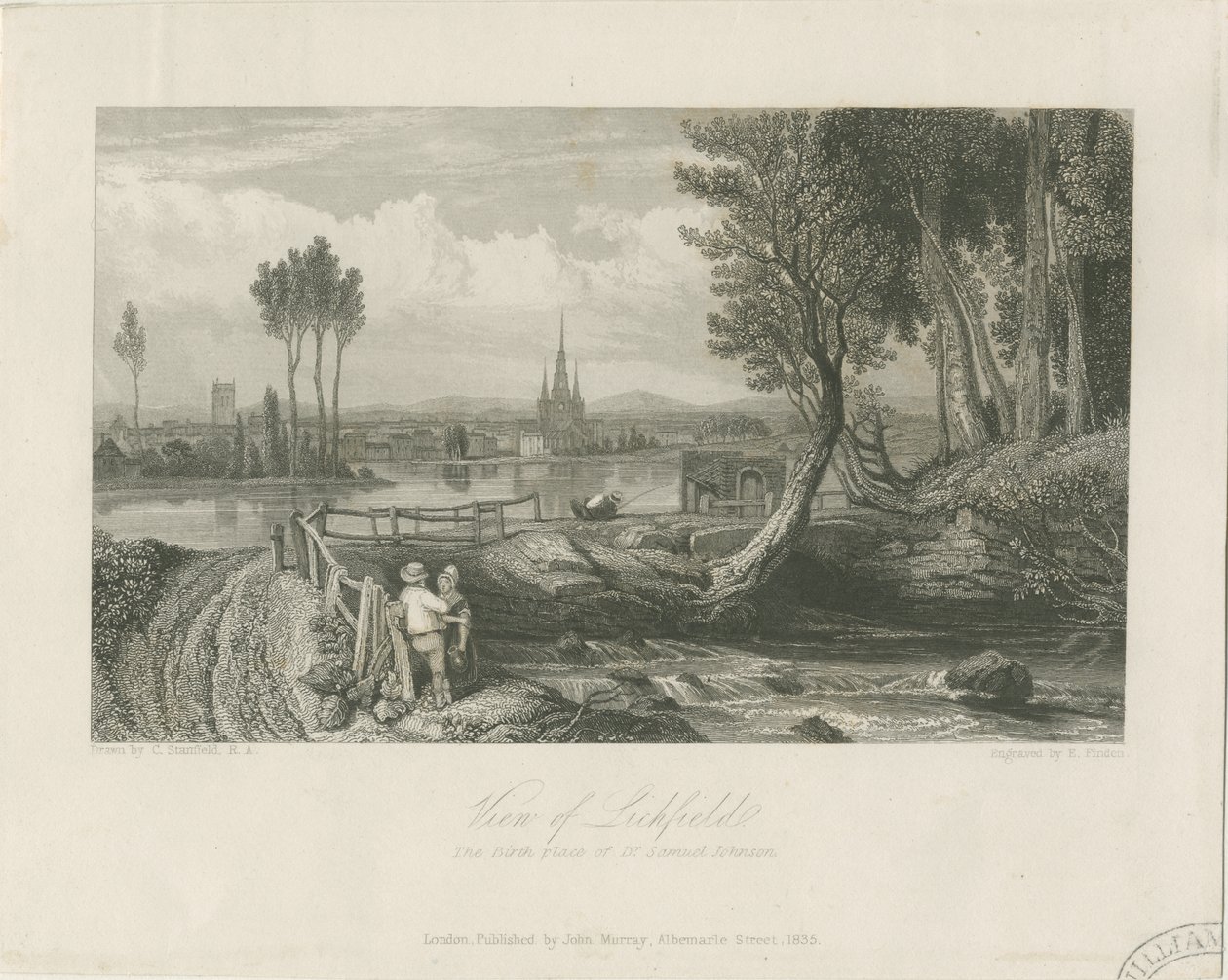 Lichfield - Eastview: teräskaiverrus ja [c 1835] (tulostus) tekijältä John Murray