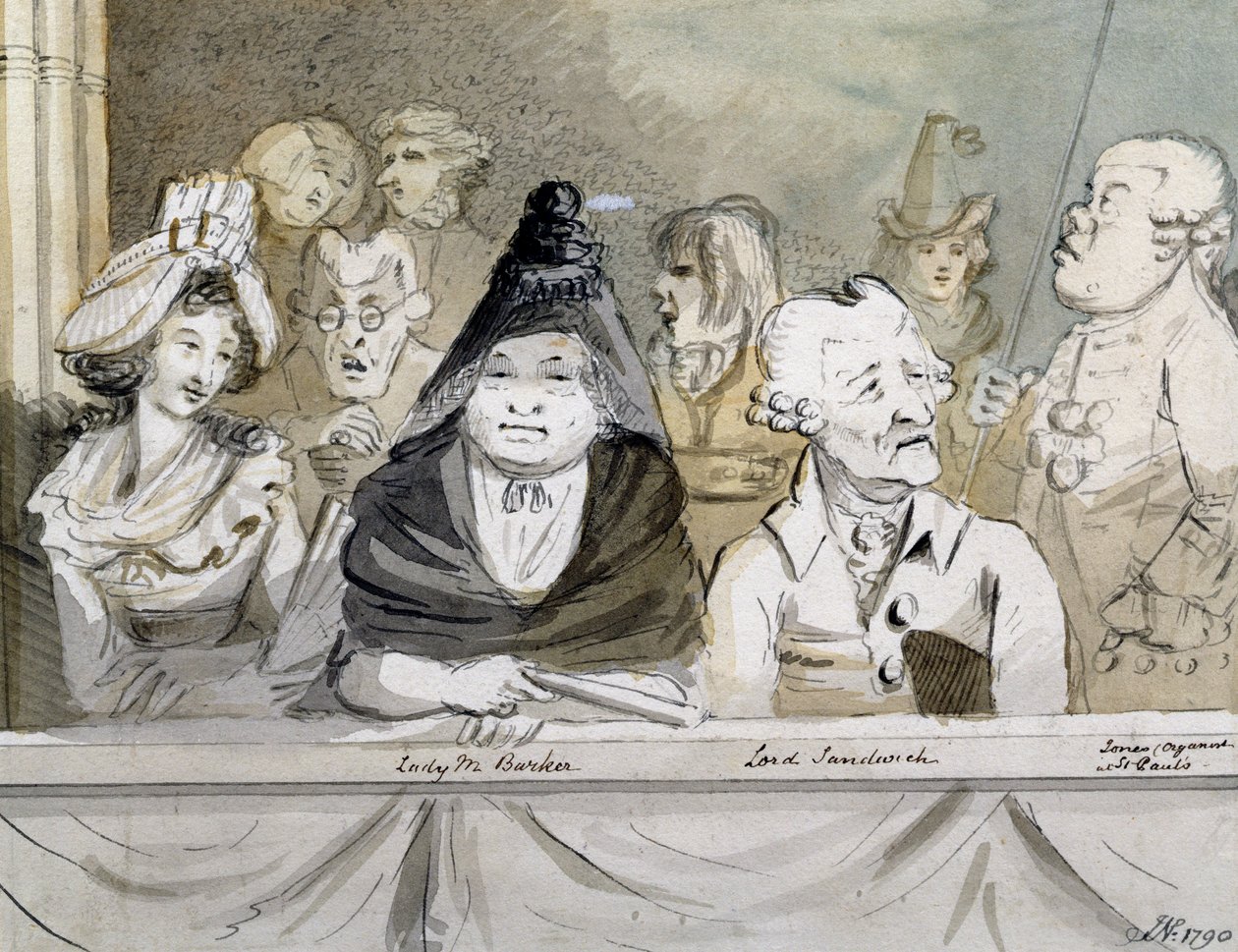 Galleria Westminster Abbeyssa Händelin muistojuhlissa, 1790 (muste ja pesu) tekijältä John Nixon