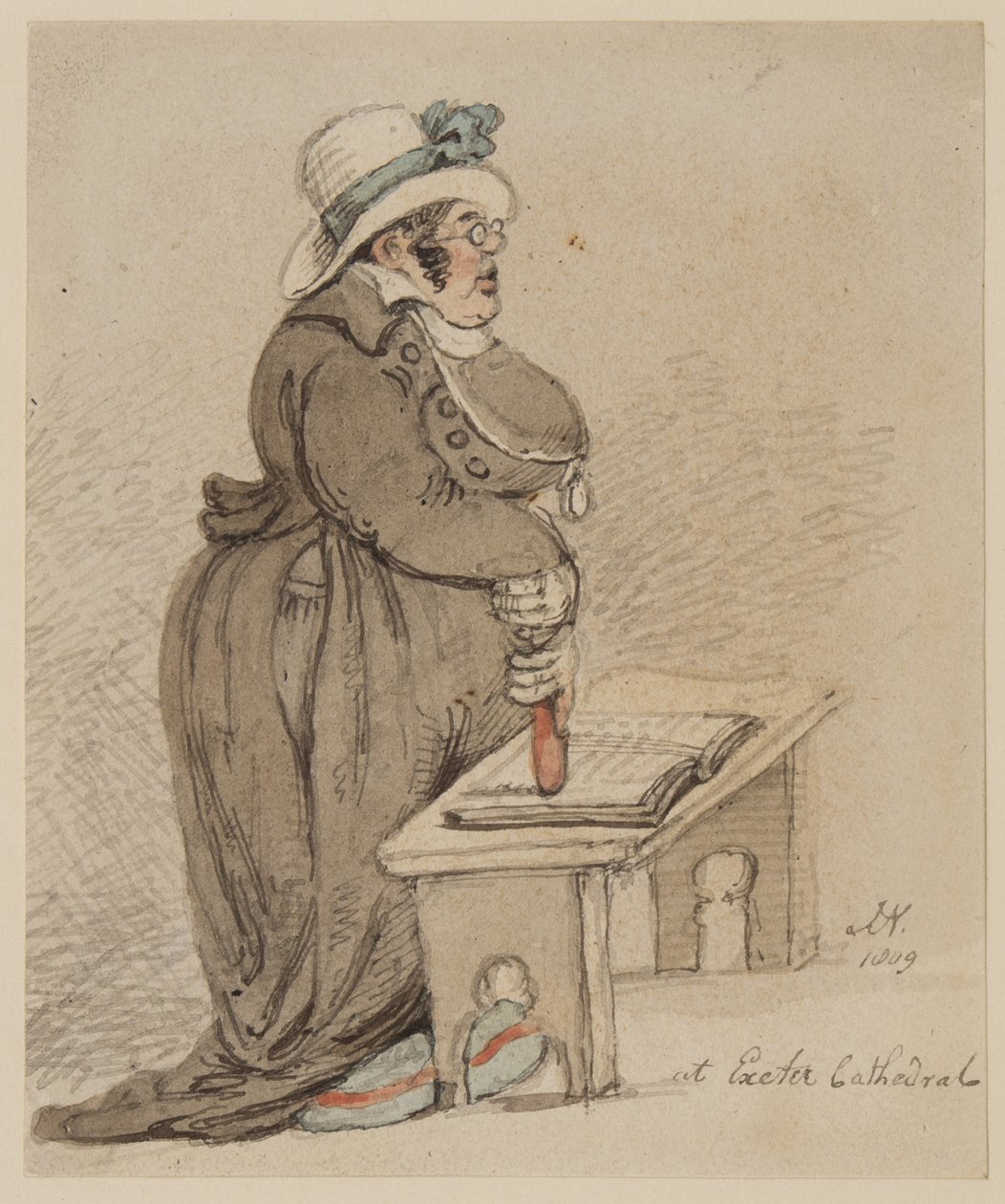 Exeterin katedraalissa, 1809 (kynä, muste, sivellin ja wc paperille). tekijältä John Nixon