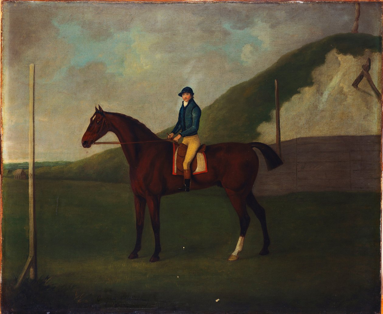 "Creeper", Bay Colt Jockeyn kanssa aloituspisteessä Devils Ditchissa, Newmarket tekijältä John Nott Sartorius