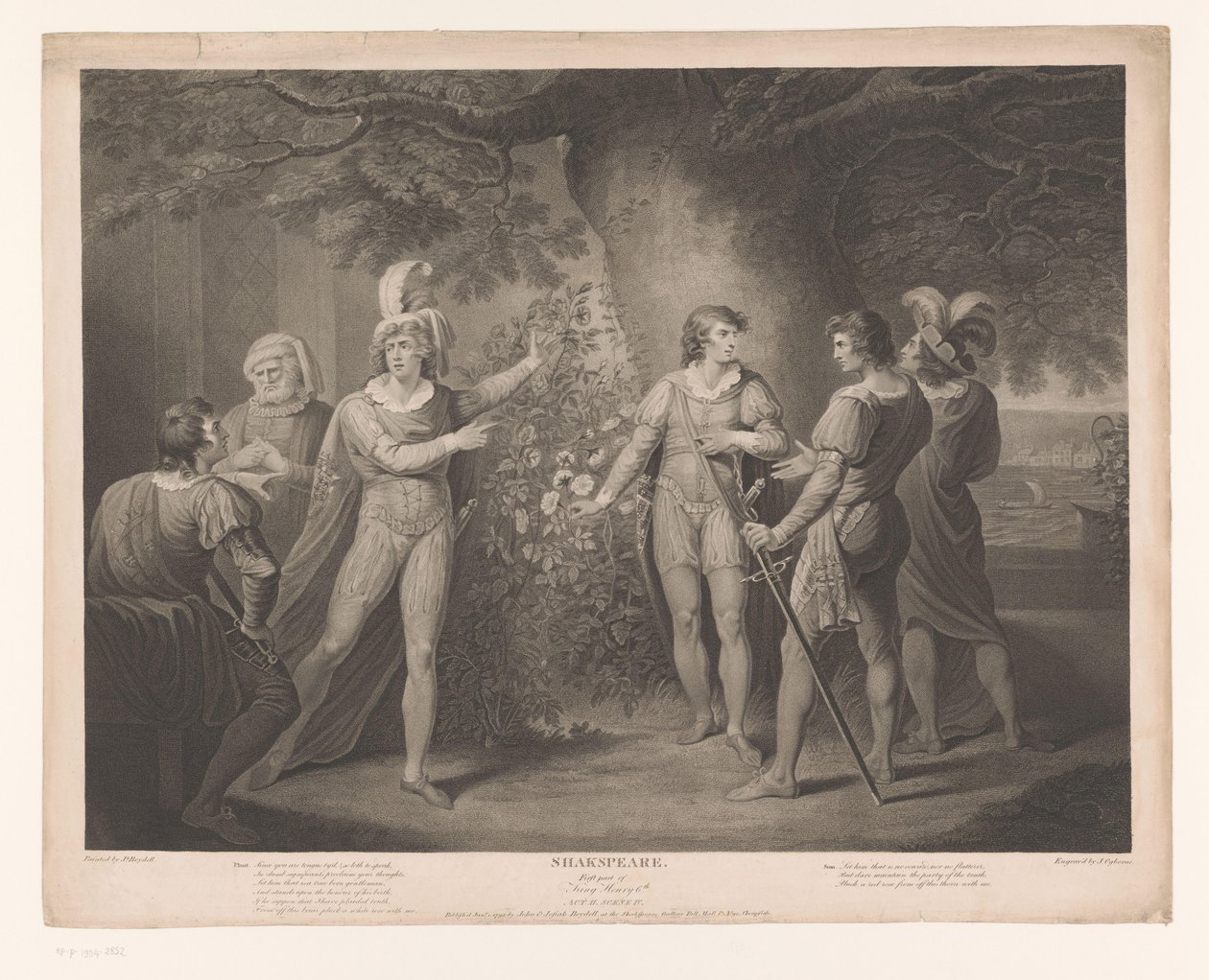 Richard Plantagenet ja Somersetin jaarli Rose Bushesissa Shakespeare (otsikko esineessä) tekijältä John Ogborne (I)
