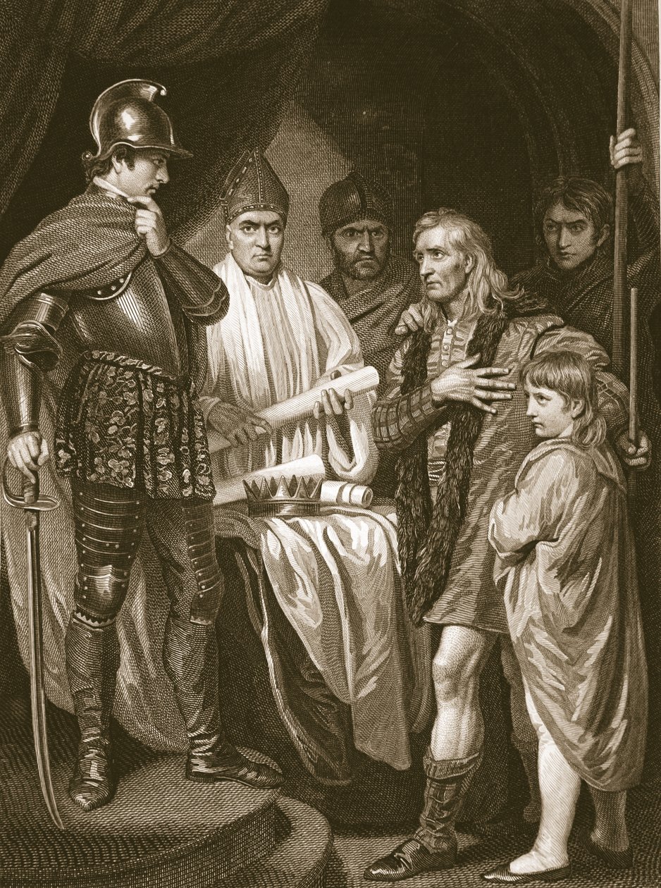 Baliol luovuttamassa kruununsa Edward I:lle, kaiverrettu J. Parker, kuvitus David Humen Englannin historiasta, pub. R. Bowyer, Lontoo, 1812 tekijältä John Opie