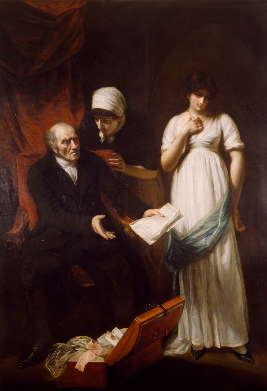 Vihainen isä tai salaisen kirjeenvaihdon löytö, 1802 tekijältä John Opie