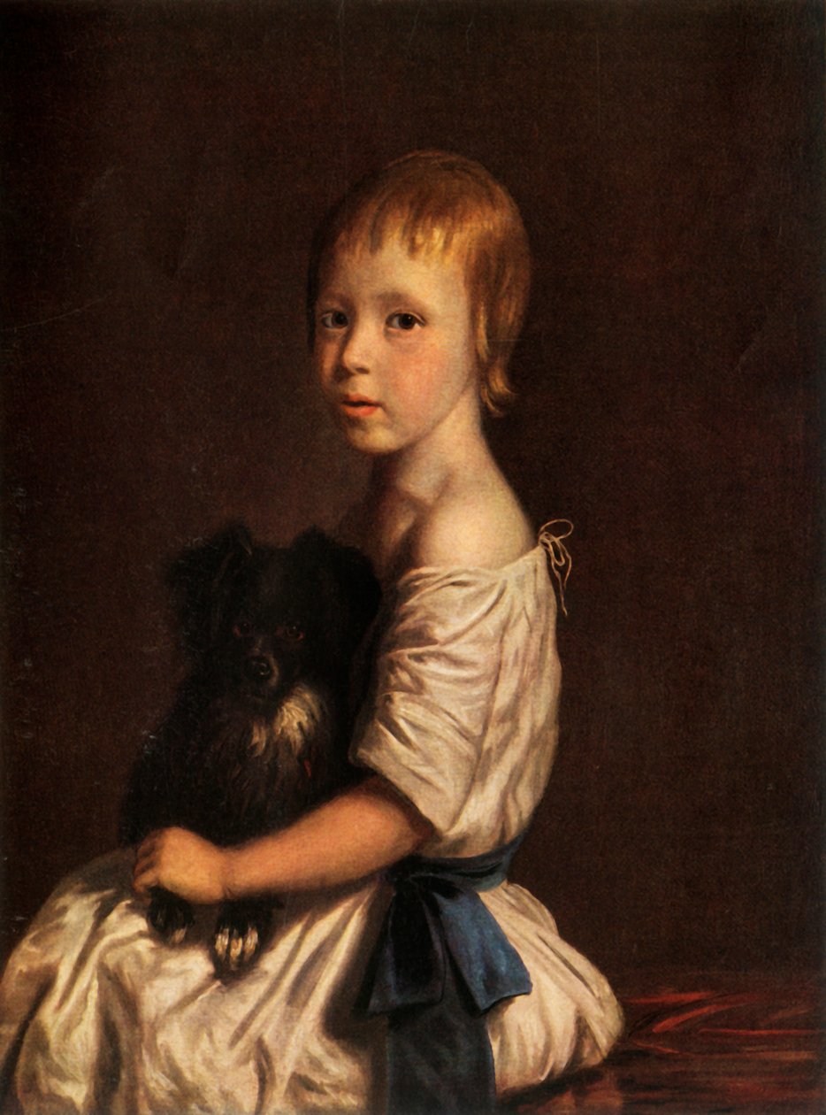 Pastori George Scobell, D.D. lapsena, Holding His Dog Fop, c1780, 1934. tekijältä John Opie