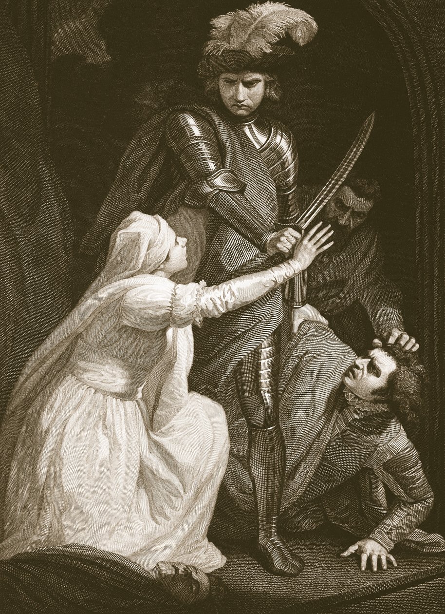 The Seizing of Mortimer, kaiverrettu J. Fittler, kuvitus David Humen teoksesta "The History of England", pub. R. Bowyer, Lontoo, 1812 tekijältä John Opie
