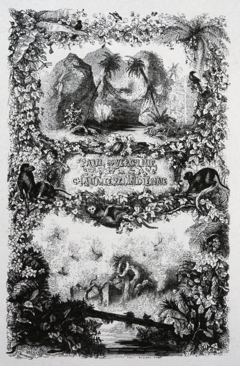 Paul ja Virginia, noin 1860-1870 (kaiverrus). tekijältä John Orrin Smith