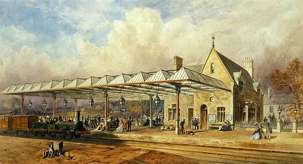 Rautatieasema, 1868 (wc ja kynä ja muste paperille) tekijältä John Osborn Brown