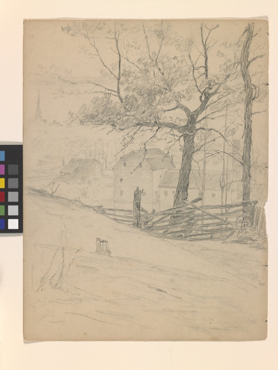 Study For The Old Mills At Brookville (kynä luonnonvalkoiselle paperille) tekijältä John Otis Adams