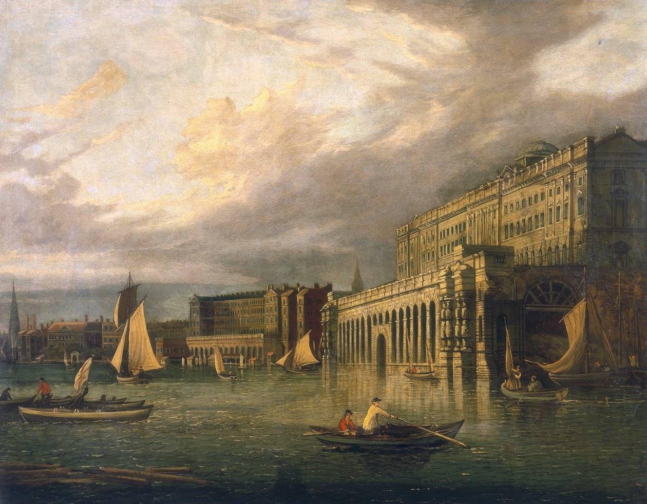 "Somersetin talo ja Adelphi joelta", n. 1825 tekijältä John Paul