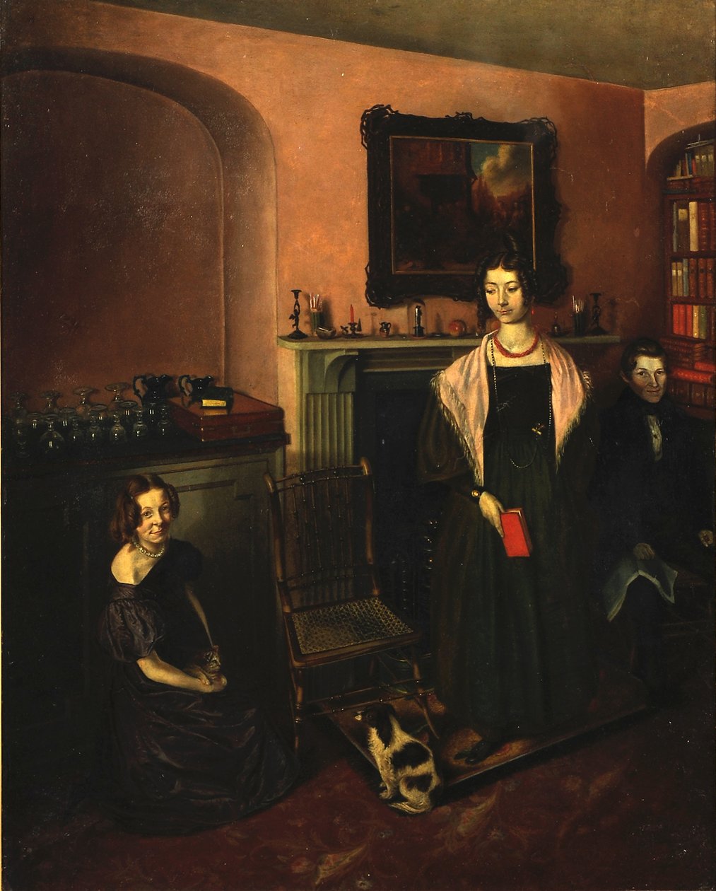 Takkahuone perhekodissa kolmen perheenjäsenen kanssa, 1830-35 tekijältä John Petherick