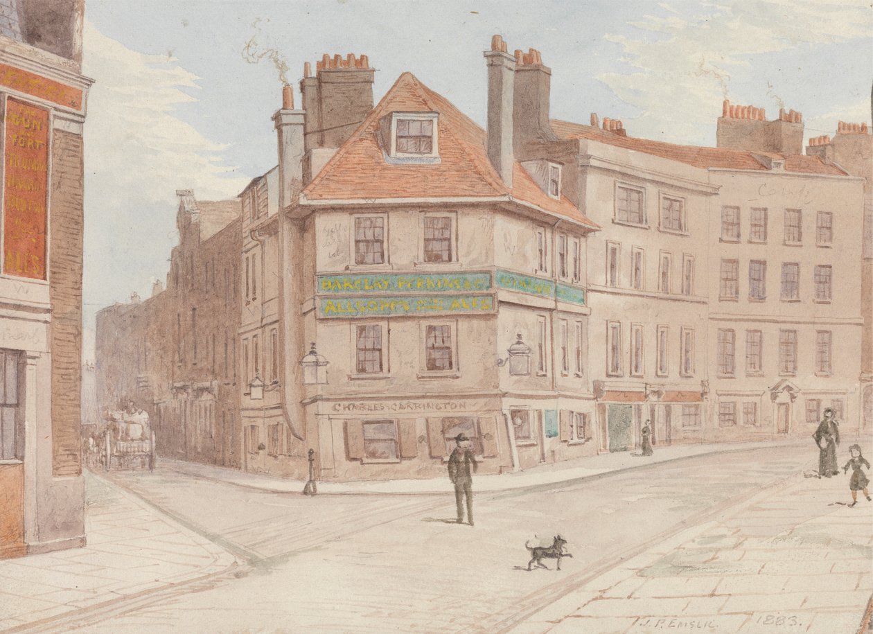 Northumberland Head Inn Fort St.:n ja Gun St.:n kulmassa, Spitalfieldsissä tekijältä John Phillipps Emslie
