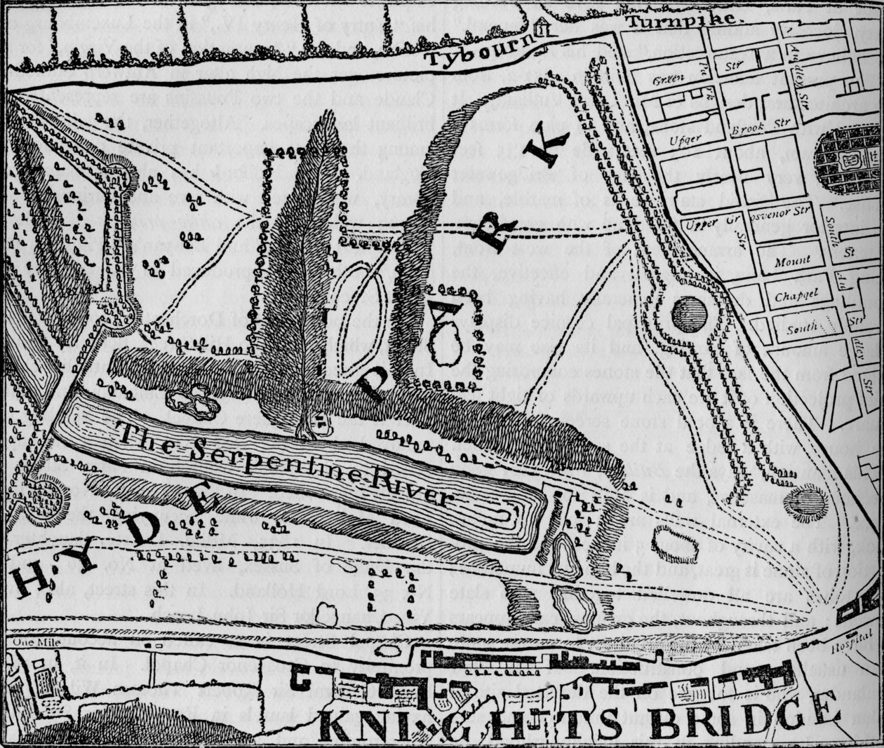 Kartta Hyde Parkista, Lontoosta, 1748 1878 tekijältä John Pine