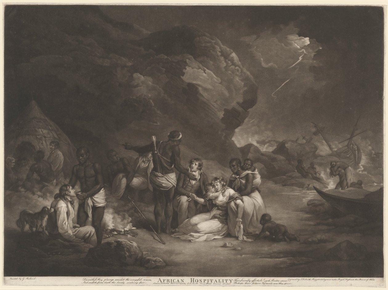 Afrikkalainen vieraanvaraisuus, 1791. tekijältä John Raphael Smith