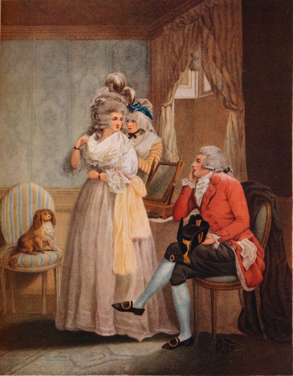 Naamiaisiin pukeutuminen. Laetitia lentää heijastuksesta julkiseen viihteeseen, 1789 tekijältä John Raphael Smith