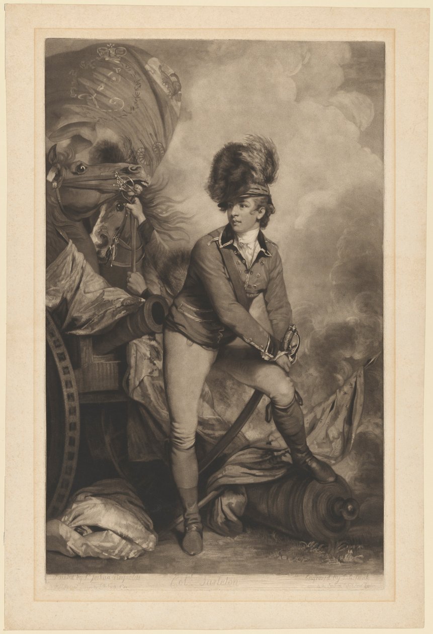Everstiluutnantti Sir Banastre Tarleton, julkaistu 1782. tekijältä John Raphael Smith