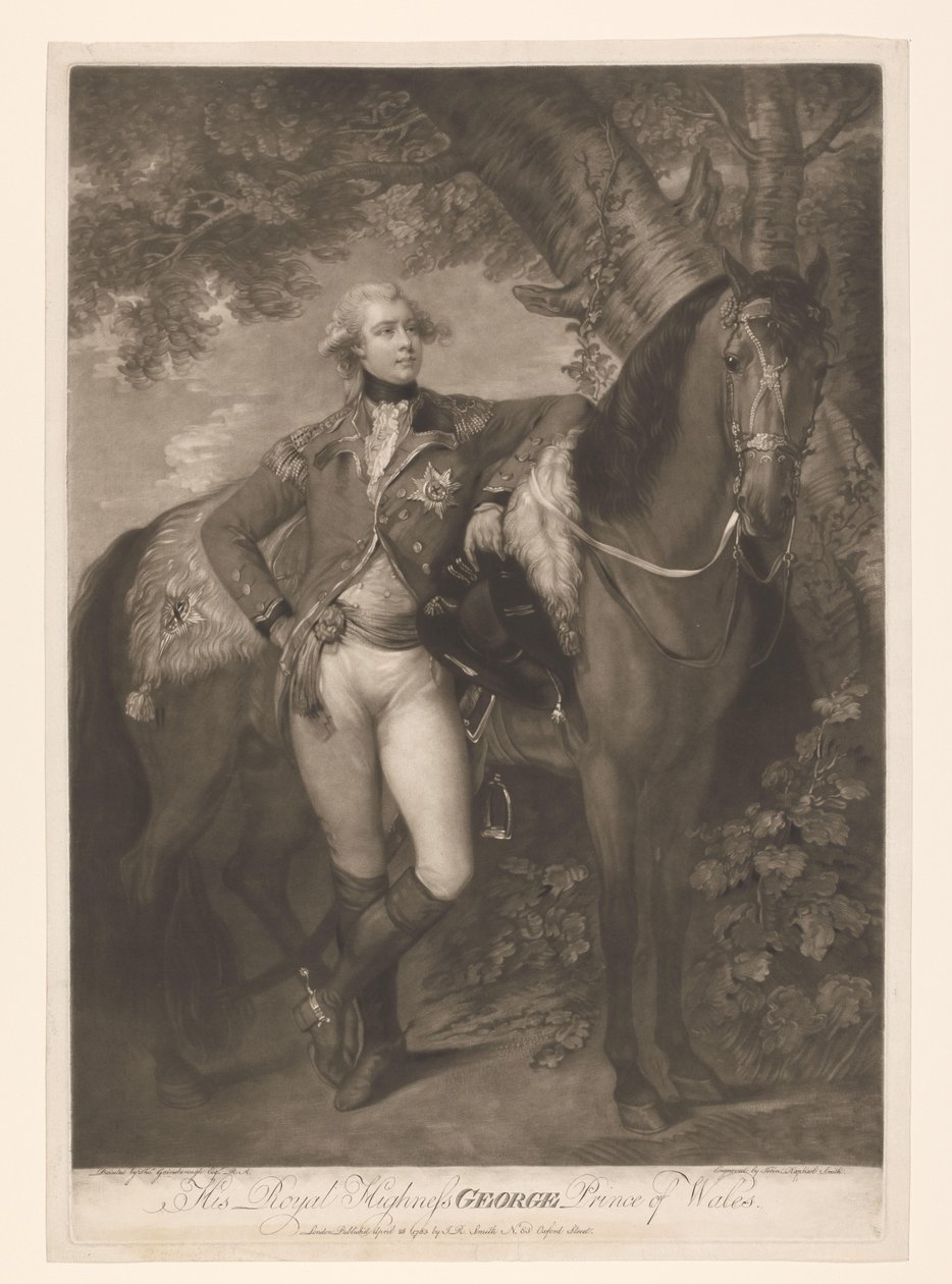 Portret van George IV ja Walesin prins Hänen kuninkaallinen korkeutensa George Prince of Wales (otsikko esineessä) tekijältä John Raphael Smith