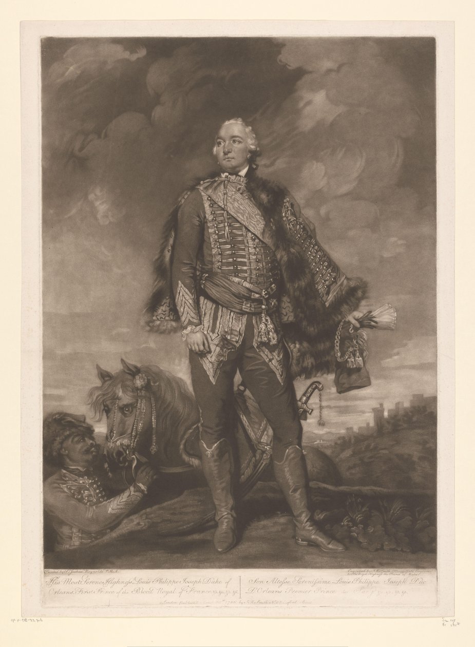 Ludvig Philip II:n muotokuva Orléansista Hänen rauhallisin korkeutensa Louis Philippe Joseph Orleansin herttua (...) (otsikko esineessä) tekijältä John Raphael Smith