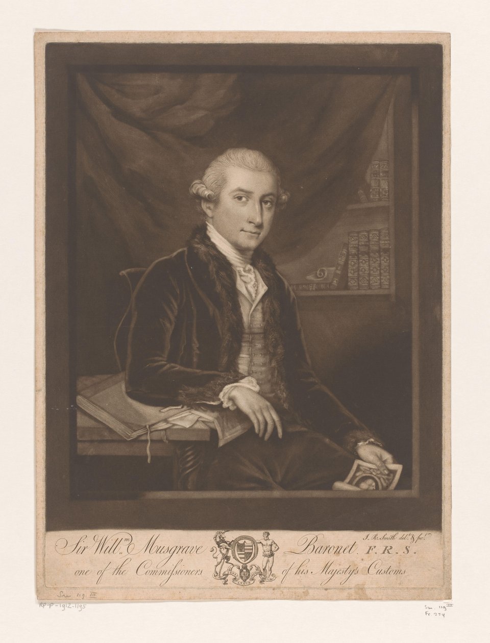 Muotokuva William Musgrave Sir Willm. Musgrave Baronet F.R.S. yksi hänen Majesteettinsa tullin komissaareista (nimike esineessä) tekijältä John Raphael Smith