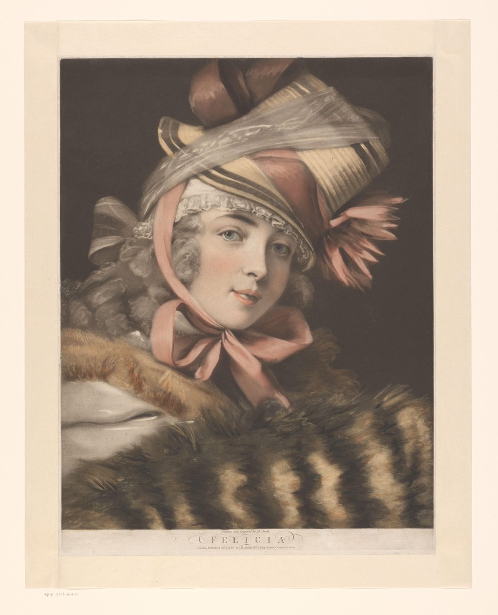 Näyttelijän muotokuva, mahdollisesti Louise-Rosalie Lefebvre Felicia (otsikko esineessä) Kuusi muotokuvaa näyttelijöistä (sarjan nimi) tekijältä John Raphael Smith