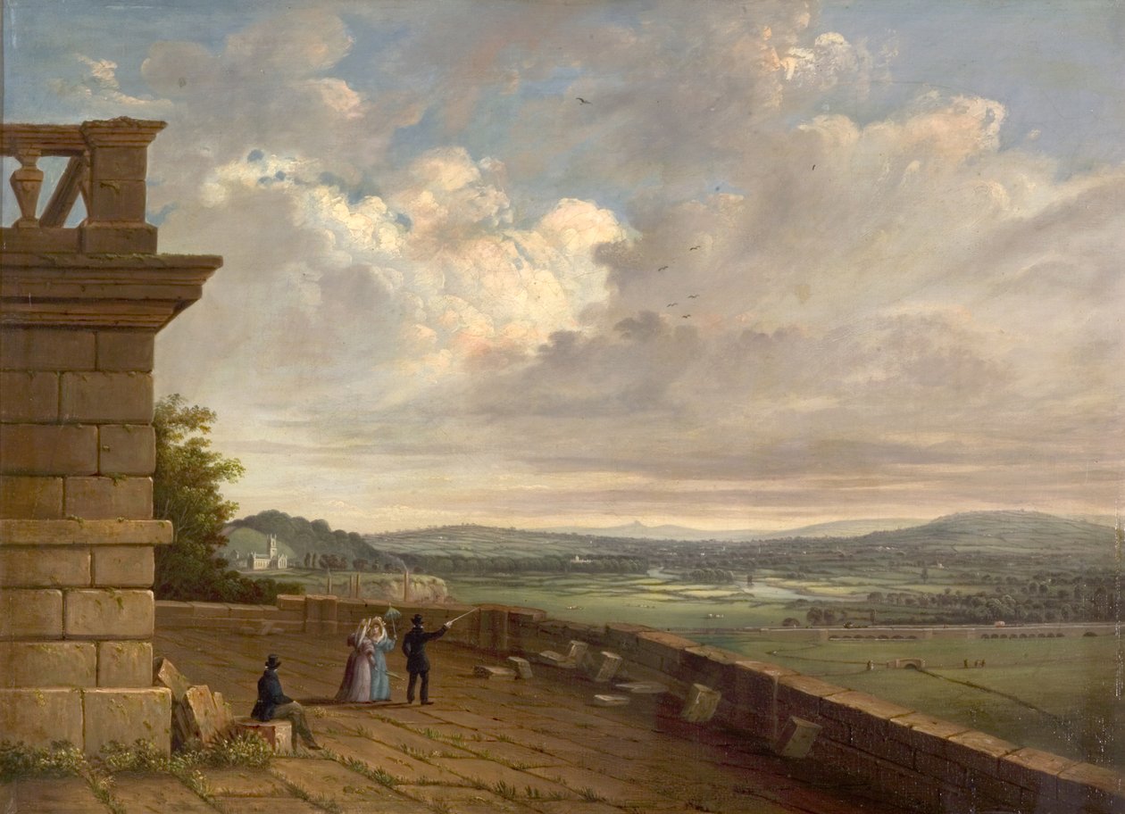 Näkymä Nottinghamin linnaterassilta itään katsoen, n. 1845 tekijältä John Rawson Walker