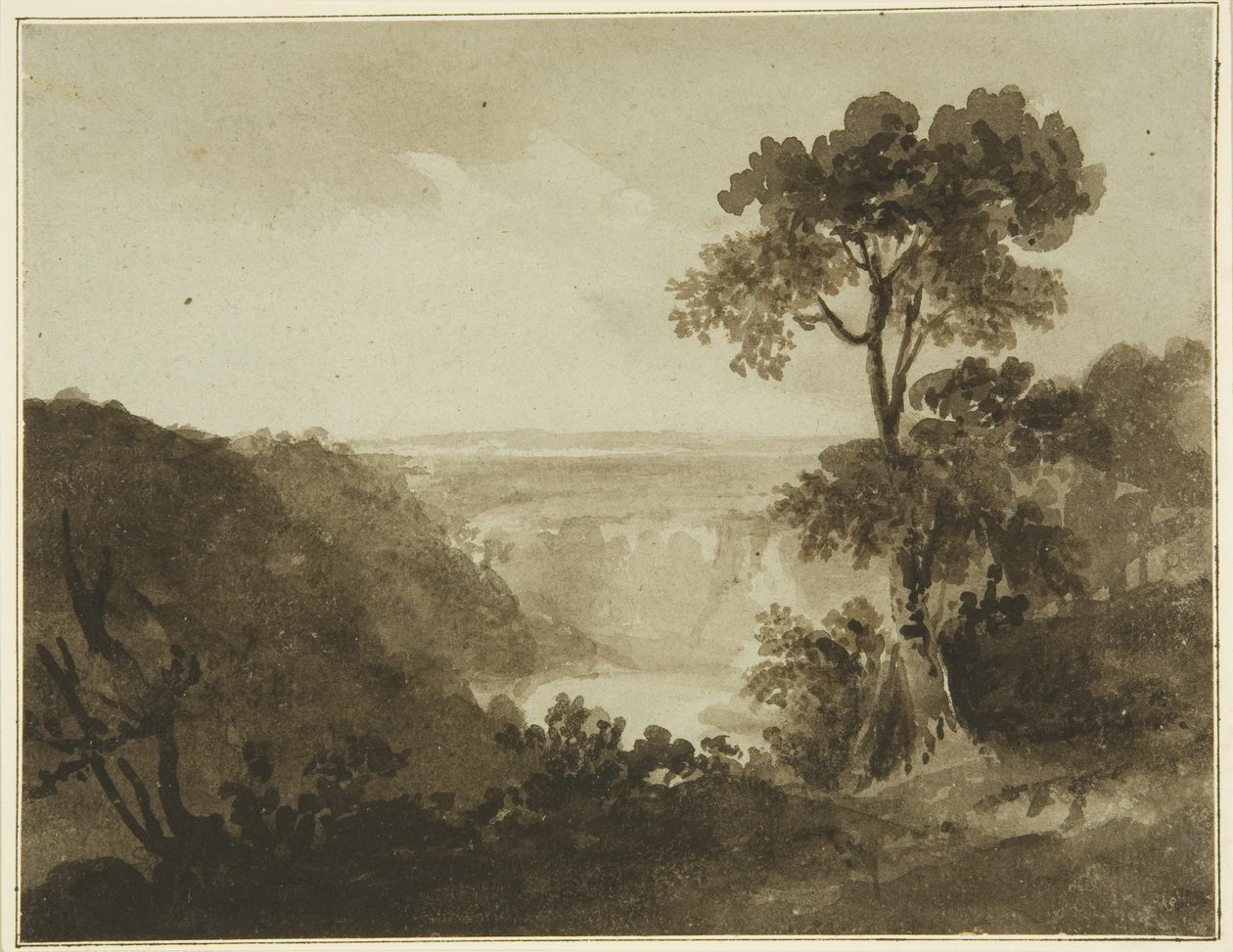 Näkymä Clifton Downista, n. 1820 (kynä ja akvarelli paperille) tekijältä John Reverend Eden