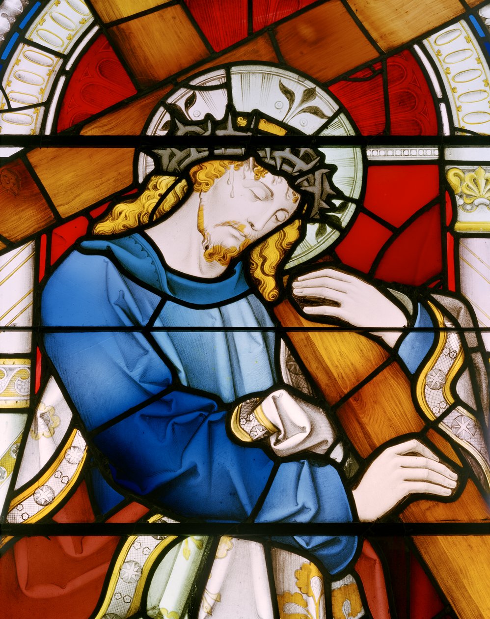 Dolgellau, St Mary, Clayton & Bell, John Richard Clayton (1827-1913), Kristus kantaa ristiä, 1864. tekijältä John Richard Clayton